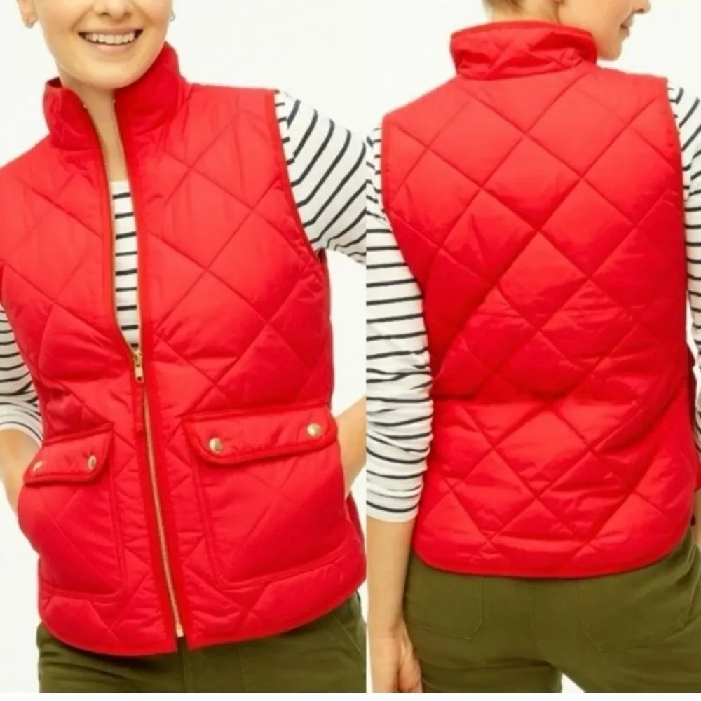 J.Crew Women's Quilted Puffer Vest‎ Medium Pink Casual Sleeveless